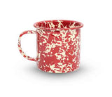 Burgundy On Cream Enamelware Mug, 12 0z., Set of 4