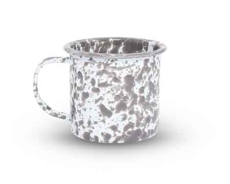 Grey Marble Enamelware Mug, 12 oz., Set of 4
