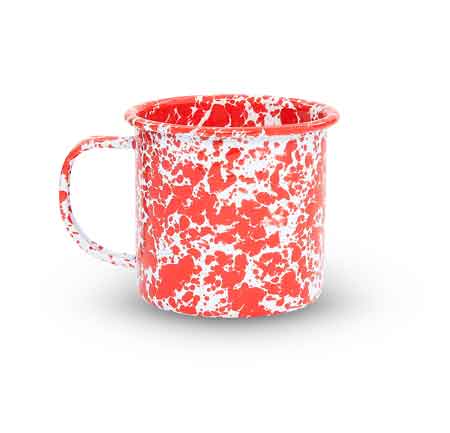 Red Marble Enamelware Mug, 12 oz., Set of 4