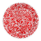 Large , 20.5" Round Enamelware Tray, Red Marble