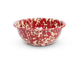 Enamelware Cereal or Salad Bowls, Burgundy on Cream, Set of 4