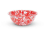 Enamelware Cereal or Salad Bowl, Red Marble