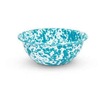Enamelware Cereal or Salad Bowl, Turquoise Marble