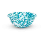 Enamelware Cereal or Salad Bowls, Turquoise Marble, Set of 4
