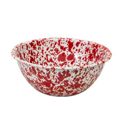 Crow Canyon Enamelware Serving Bowl, 2 qt., Red Marble, Set of 4