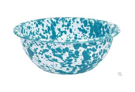 Crow Canyon Enamelware Serving Bowl 2 qt., Turquoise Marble, Set of 4