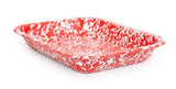 Crow Canyon Small Roasting Pan, Enamelware, Red Marble