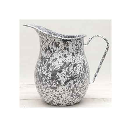 Crow Canyon Enamelware 3 Quart Pitcher, Grey Splatter