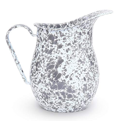 Crow Canyon Enamelware 3 Quart Pitcher, Grey Splatter