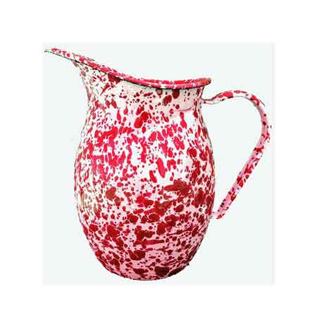 Enamelware 2 Quart Pitcher, Red Marble