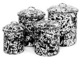 4 Piece Canister Set with Lids, Black Marble