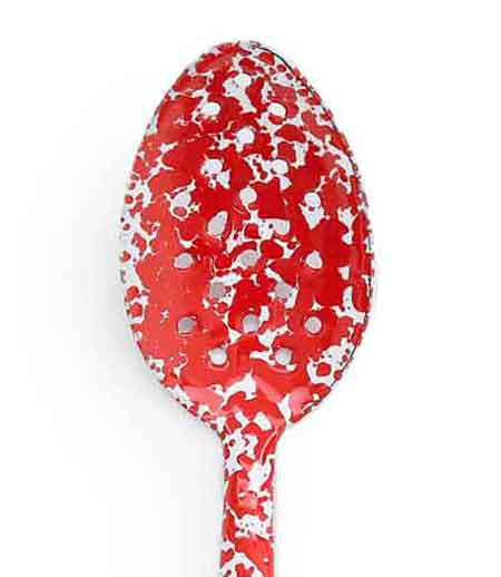 Perforated Serving Spoon, 12", Red Marble