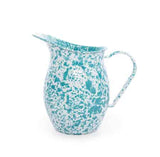 Enamelware 2 Quart Pitcher, Turquoise Marble