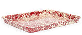 Crow Canyon Enamelware Jelly Roll Pan, Rectangular Tray, Burgundy On Cream
