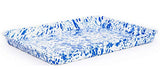 Crow Canyon Enamelware Jelly Roll Pan, Rectangular Tray, Blue Marble