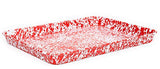 Crow Canyon Enamelware Jelly Roll Pan, Rectangular Tray, Red Marble