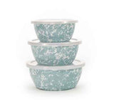 Sea Glass Swirl Enamelware Nesting Bowl Set of 3