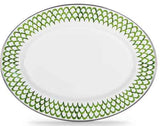 Green Scallops Oval Platter