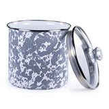 Canister with Lid, 5.5", Grey Swirl Enamelware