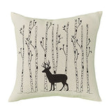 Deer & Birch Tree 16" Pillow Cover