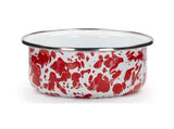 Red Swirl Enamelware Soup Bowls, Set of 4