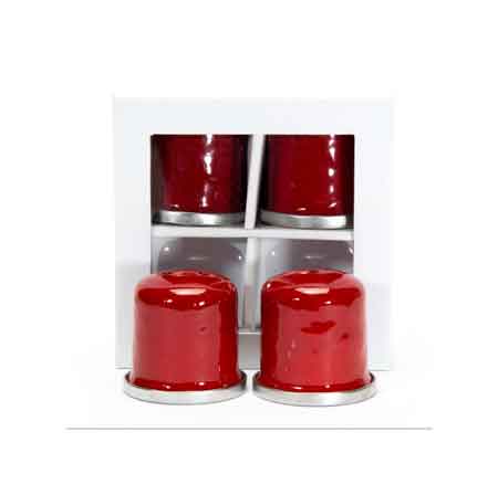 Salt & Pepper Set, Solid Red Enamelware