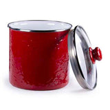 Canister with Lid, 5.5", Solid Red Enamelware