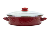 Saute Pan, 5 Quart, Solid Red Enamelware