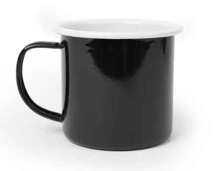 12 Oz Enamelware Mug, Pacifica Black, Set of 4