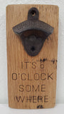 Wall Mounted Bottle Opener on Reclaimed Whiskey Bourbon Barrel Wood, 4 Variations
