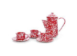 Children's Red Marble Enamelware Tea Set, 7 Piece