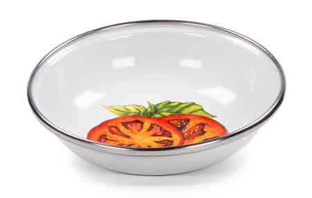 Tasting Dish, 4.25", Tomatoes Pattern Enamelware, Set of 6