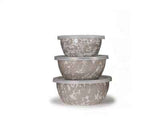 Taupe Swirl Enamelware Nesting Bowl Set of 3