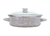 Saute Pan, 3 Quart, Taupe Swirl Enamelware