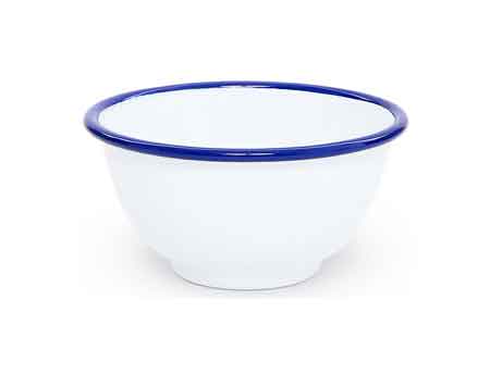 Enamelware Small Bowls, Vintage White/Blue, Set of 4