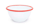 Small Enamelware Bowls, Vintage White/Red, Set of 4