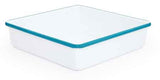 Brownie or Square Pan, Vintage Style Enamelware Turquoise Rim