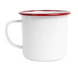 Mug 16 oz, Vintage Style Enamelware Red Rim, set of 4