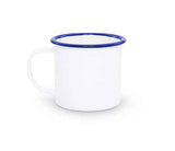 12 oz. Mug, Vintage Style with Blue Rim, Set of 4