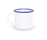 12 oz. Mug, Vintage Style with Blue Rim, Set of 4