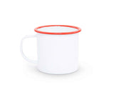 12 oz. Mug, Vintage Style with Red Rim, Set of 4