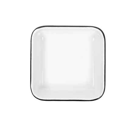 Small Square Black Rimmed Enamelware Tray, 4.75"
