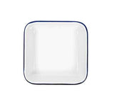 Small Square Blue Rimmed Enamelware Tray, 4.75