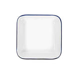 Small Square Blue Rimmed Enamelware Tray, 4.75"