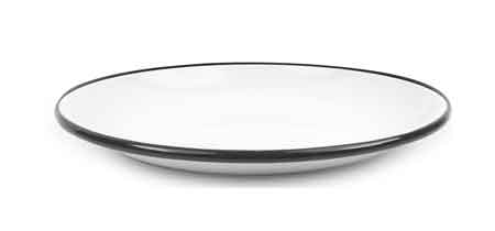 Coupe Plate 8" Enamelware Vintage Style with Black Rim, Set of 4