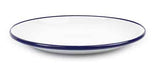 Coupe Plate 8" Enamelware Vintage Style with Blue Rim, Set of 4