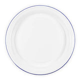 20.5" Round Enamelware Vintage Style Tray, Blue Rim