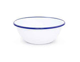 Cereal or Salad Bowls, Vintage Style Enamelware, Blue Rim, Set of 4