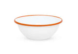 Cereal or Salad Bowls, Vintage Style Enamelware, Orange Rim, Set of 4