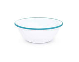 Cereal or Salad Bowl, Vintage Style Enamelware, Turquoise Rim